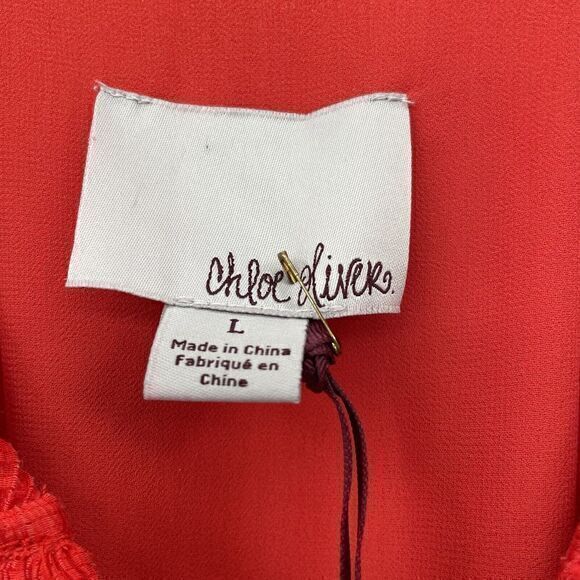 Chloe Oliver Anthropology NWT Knee Lengh Dress Red‎ Size Large - Picture 4 of 7